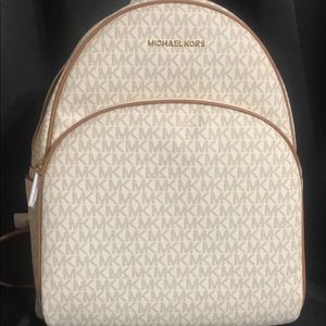 Michael Kors beige MK print bookbag